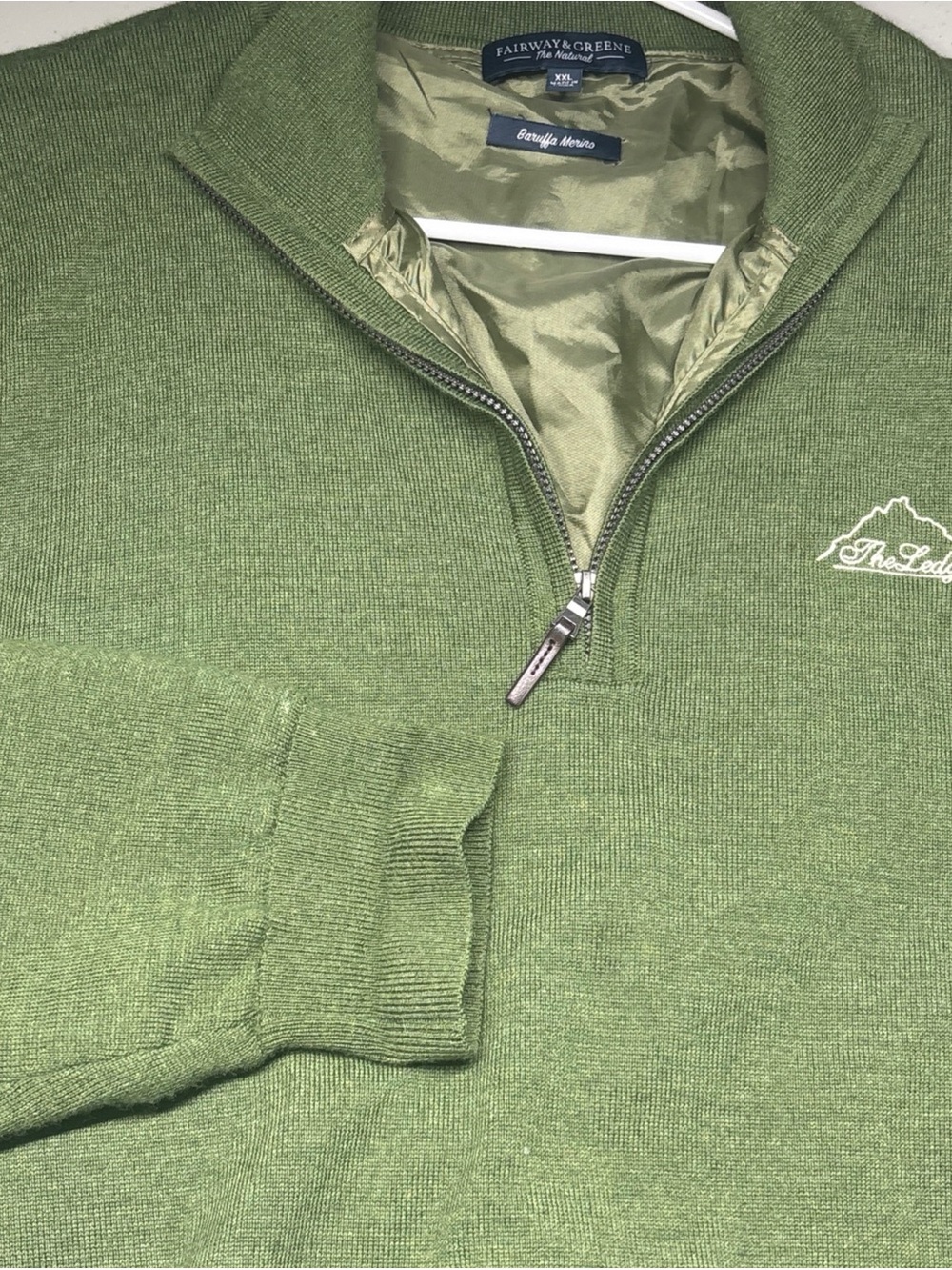 Fairway & Greene Men’s Baruffa Merino Wool Green Quarter Zip Windsweater Sz XXL